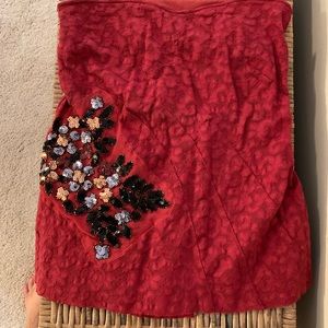 Free People lace & sequin strapless tank